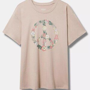 Torrid beige mushroom floral peace sign graphic tee size 2